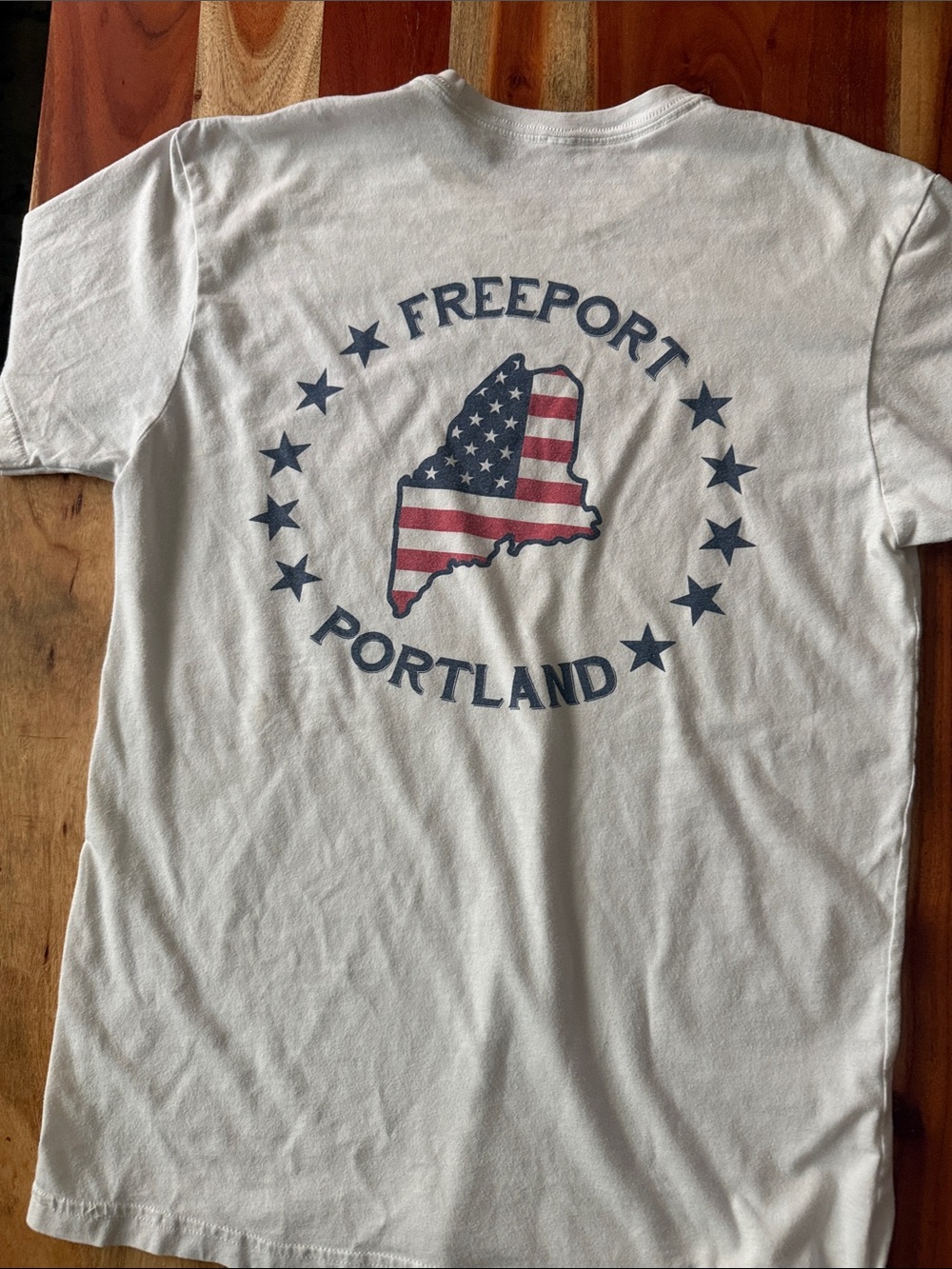 Freeport Portland Graphic Tee - White with Red & Blue Print